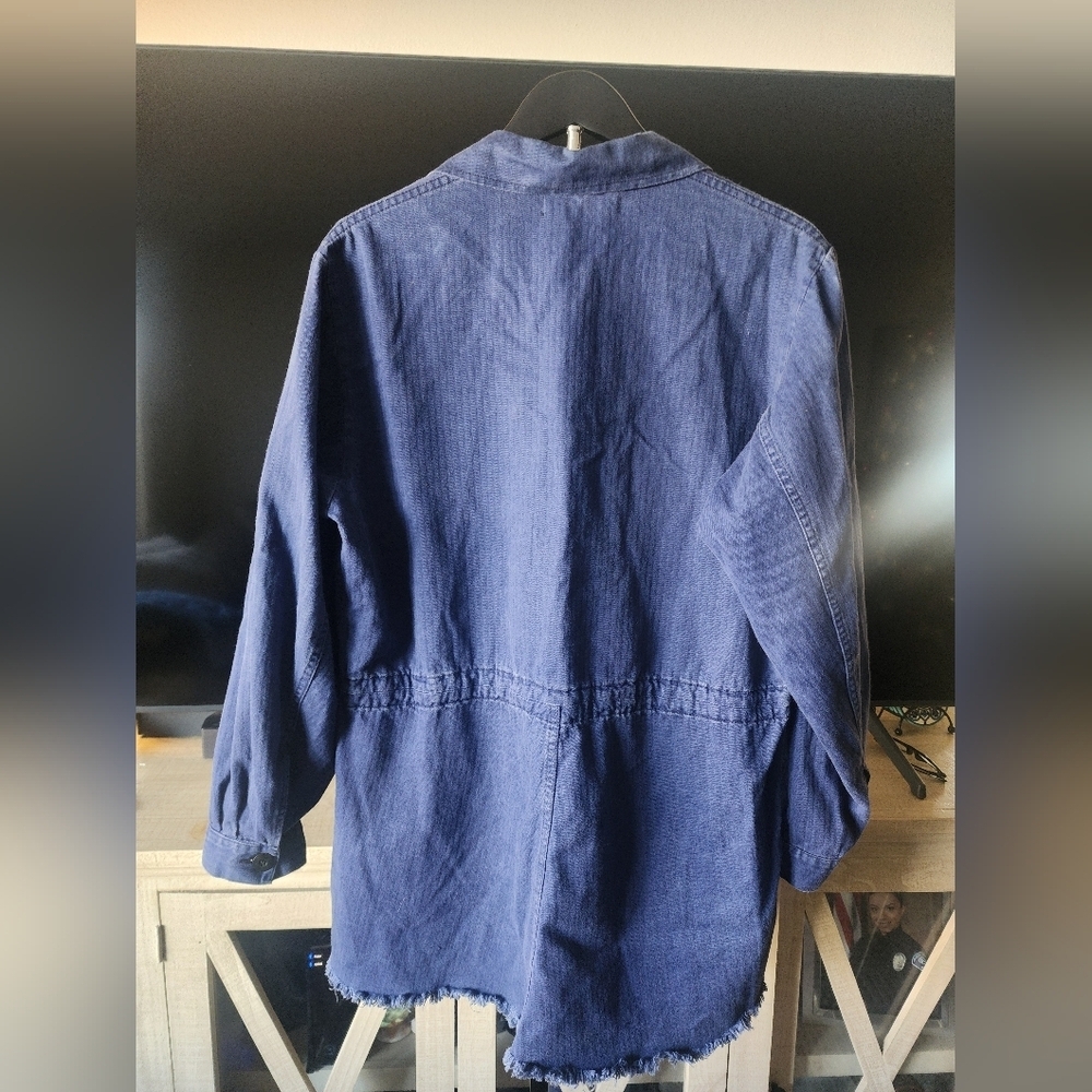 Reformation Chambray Utility Jacket Denim Overshirt Blue Workwear Button Front - Picture 5 of 13